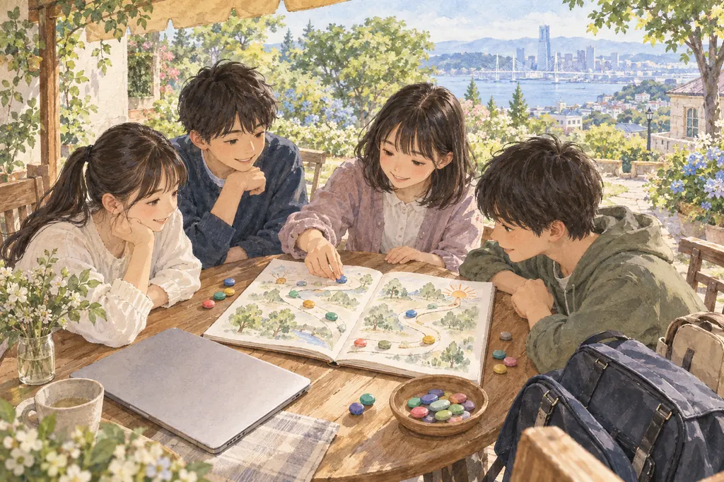 横浜富士見丘学園中学校の学びをイメージしたイラスト（AI生成）（AI生成のイメージイラスト）