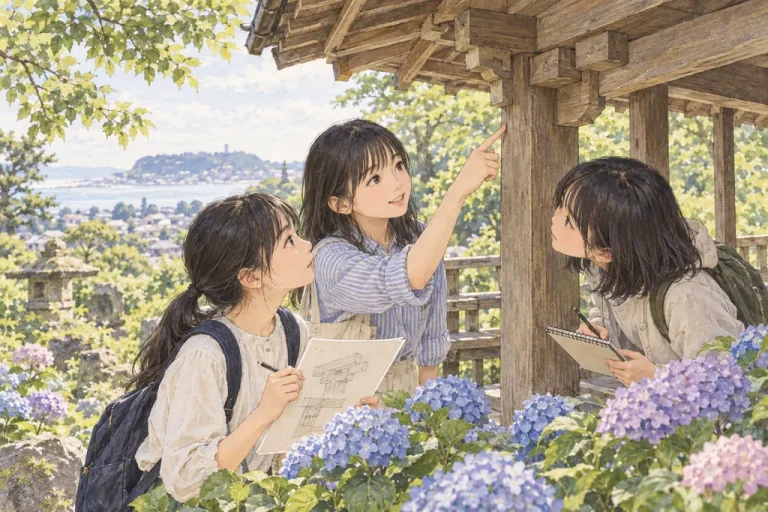 鎌倉女学院中学校の学びをイメージしたイラスト（AI生成）（AI生成のイメージイラスト）