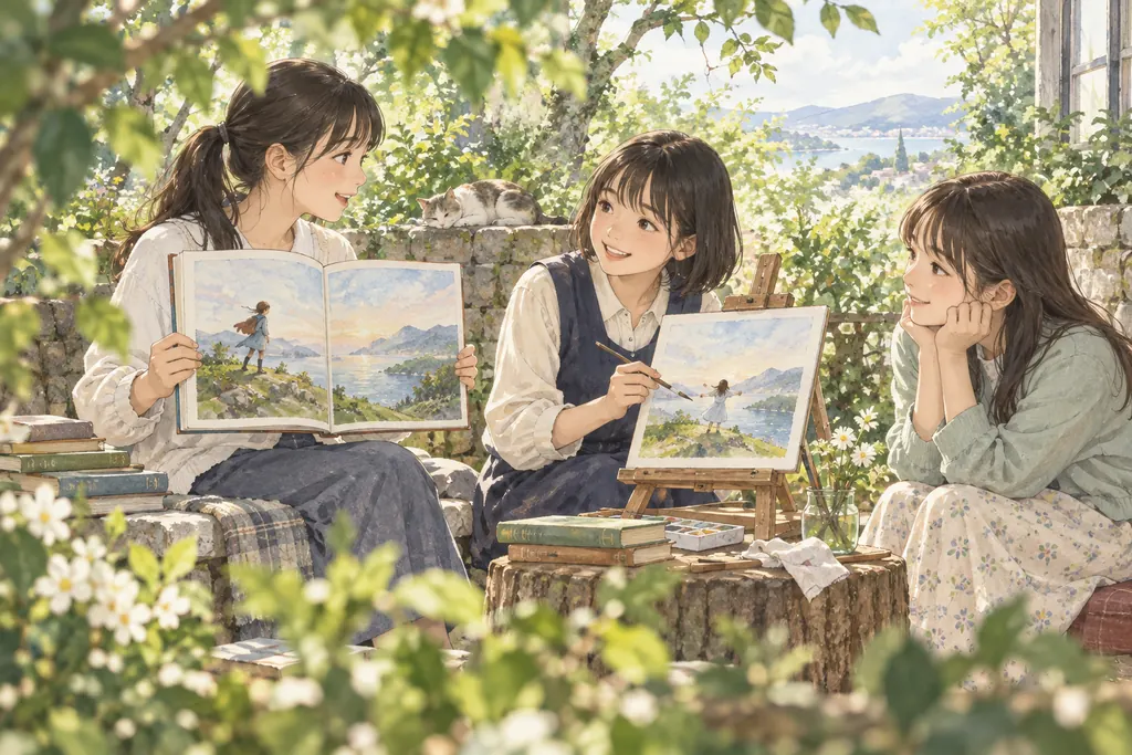 清泉女学院中学校の学びをイメージしたイラスト（AI生成）（AI生成のイメージイラスト）