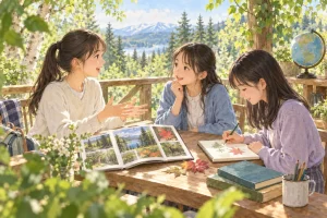 聖園女学院中学校の学びをイメージしたイラスト（AI生成）（AI生成のイメージイラスト）