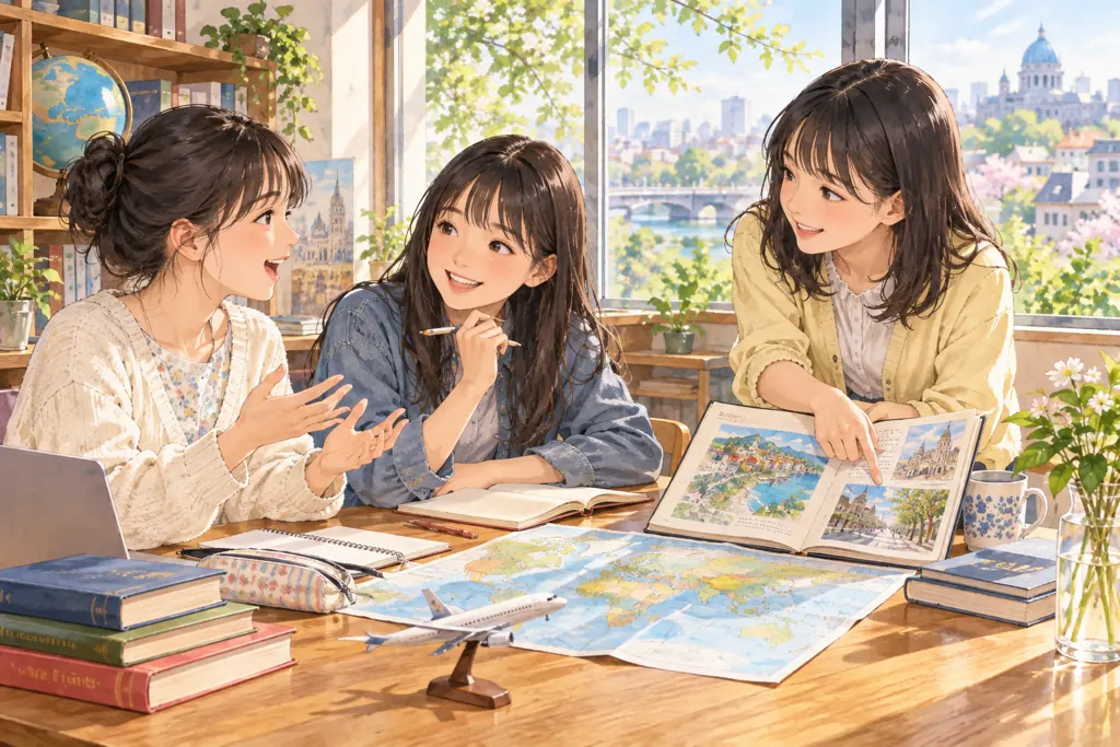神田女学園中学校の学びをイメージしたイラスト（AI生成）（AI生成のイメージイラスト）
