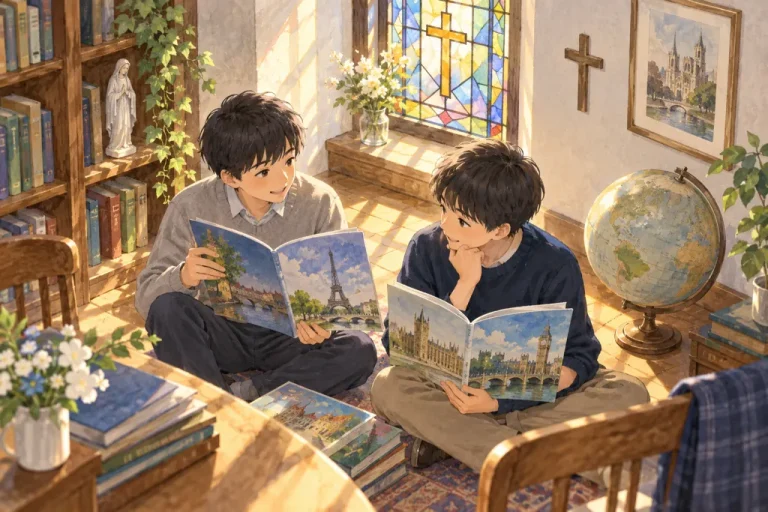 暁星中学校の学びをイメージしたイラスト（AI生成）（AI生成のイメージイラスト）