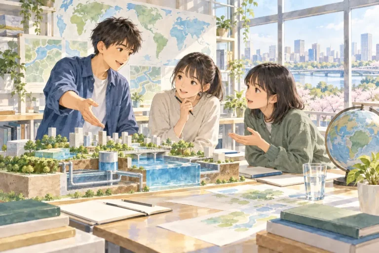 千代田中学校の学びをイメージしたイラスト（AI生成）（AI生成のイメージイラスト）