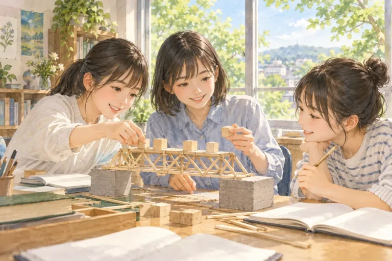 和洋九段女子中学校の学びをイメージしたイラスト（AI生成）（AI生成のイメージイラスト）