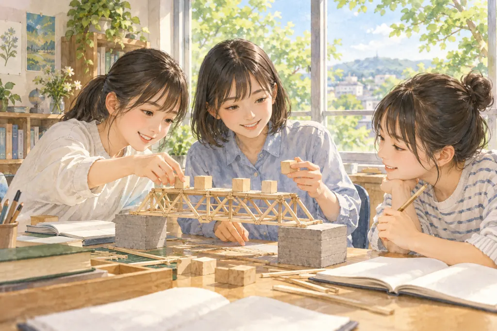 和洋九段女子中学校の学びをイメージしたイラスト（AI生成）（AI生成のイメージイラスト）