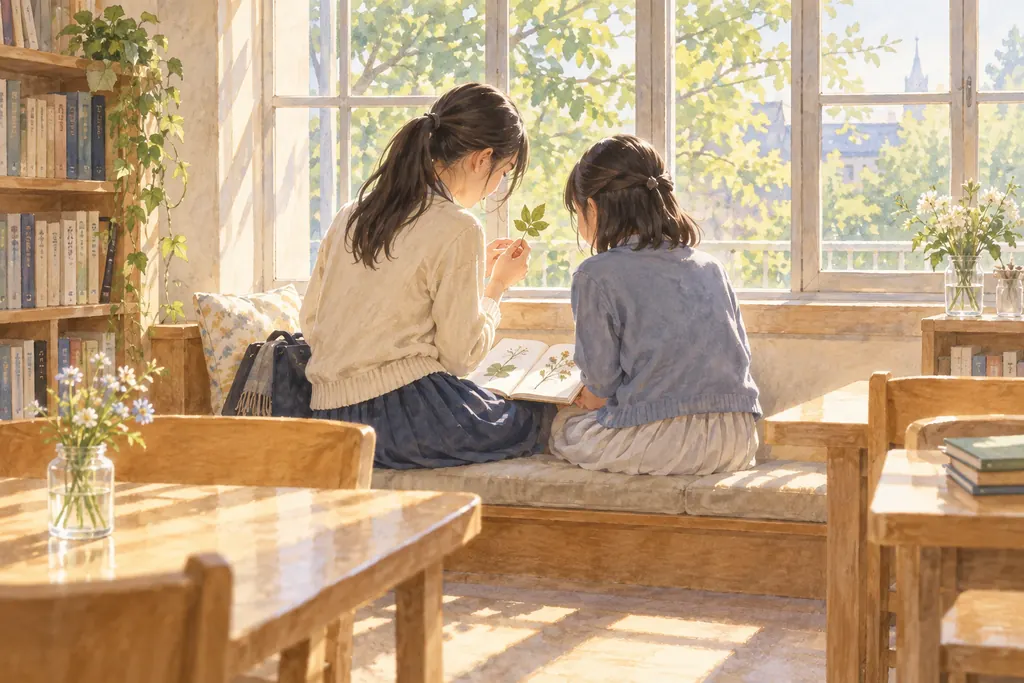 香蘭女学校中等科の学びをイメージしたイラスト（AI生成）（AI生成のイメージイラスト）