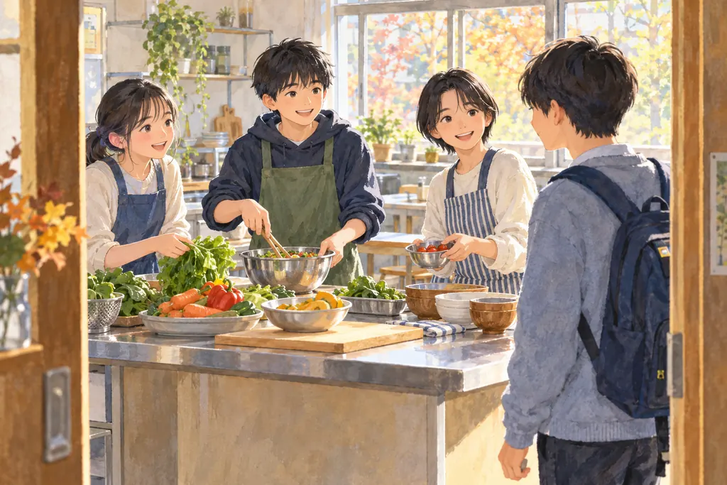 清明学園中学校の学びをイメージしたイラスト（AI生成）（AI生成のイメージイラスト）