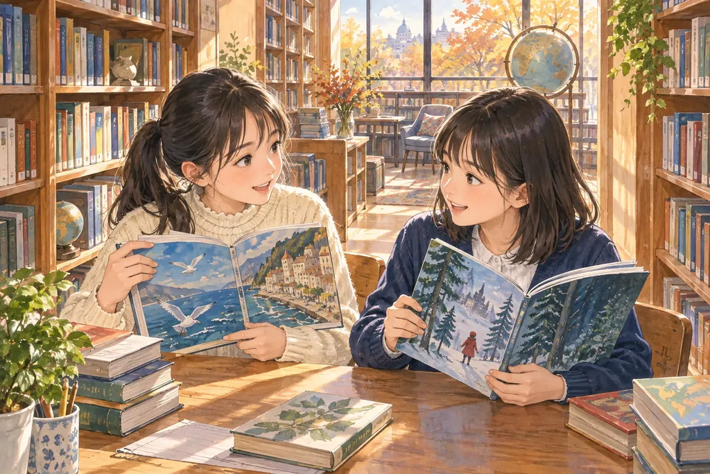鷗友学園女子中学校の学びをイメージしたイラスト（AI生成）（AI生成のイメージイラスト）