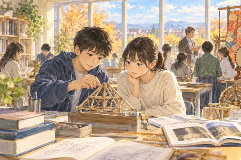 国士舘中学校の学びをイメージしたイラスト（AI生成）（AI生成のイメージイラスト）