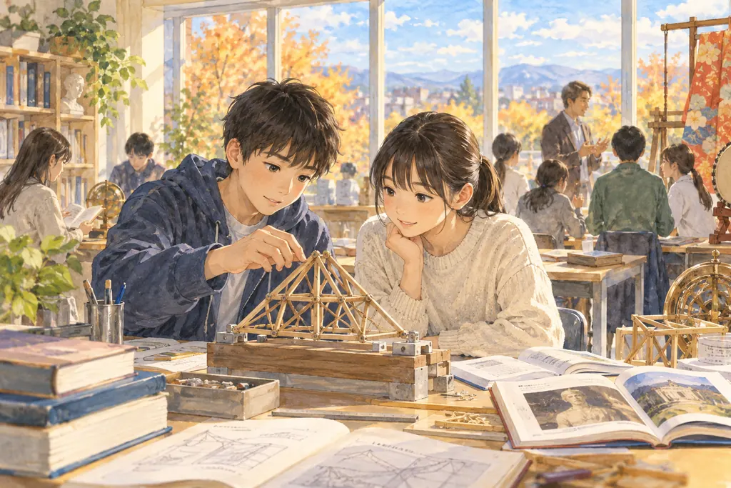 国士舘中学校の学びをイメージしたイラスト（AI生成）（AI生成のイメージイラスト）
