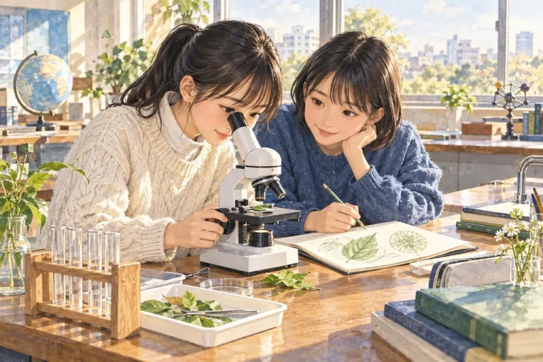 昭和女子大学附属昭和中学校の学びをイメージしたイラスト（AI生成）（AI生成のイメージイラスト）
