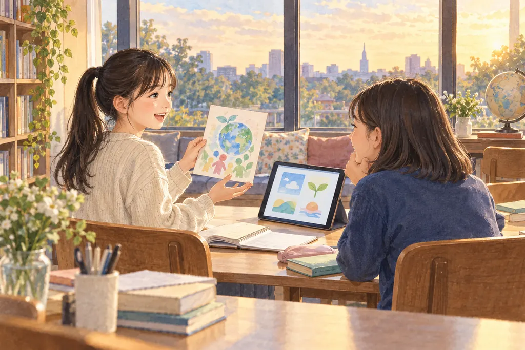 東京女学館中学校の学びをイメージしたイラスト（AI生成）（AI生成のイメージイラスト）