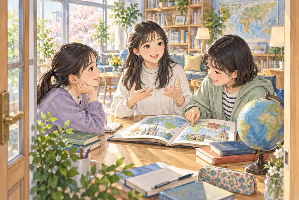 大妻中野中学校の学びをイメージしたイラスト（AI生成）（AI生成のイメージイラスト）