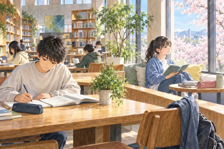 実践学園中学校の学びをイメージしたイラスト（AI生成）（AI生成のイメージイラスト）