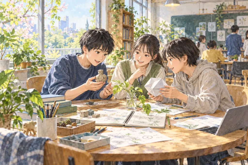 新渡戸文化中学校の学びをイメージしたイラスト（AI生成）（AI生成のイメージイラスト）