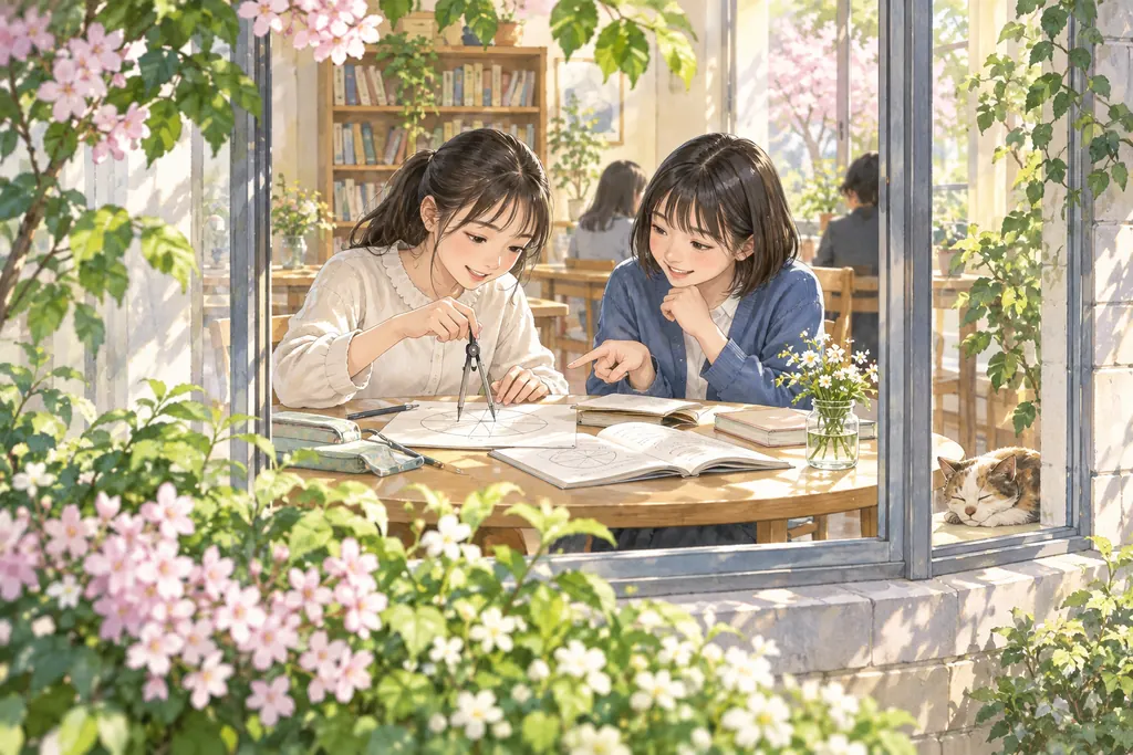光塩女子学院中等科の学びをイメージしたイラスト（AI生成）（AI生成のイメージイラスト）