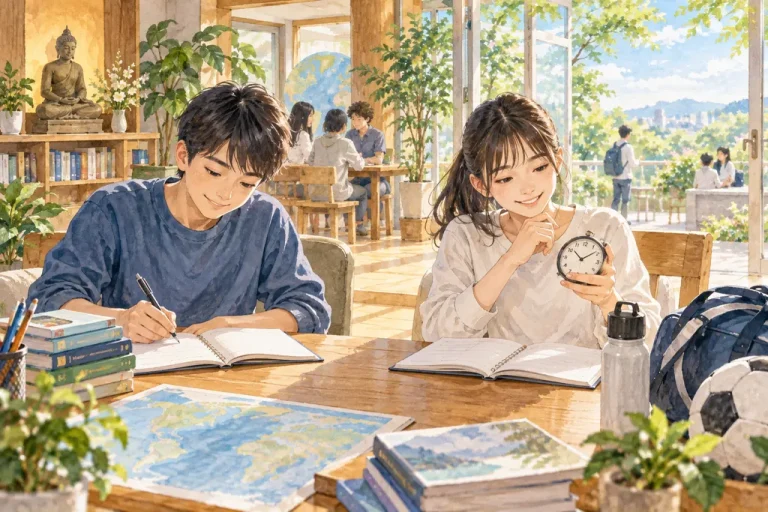 東京立正中学校の学びをイメージしたイラスト（AI生成）（AI生成のイメージイラスト）