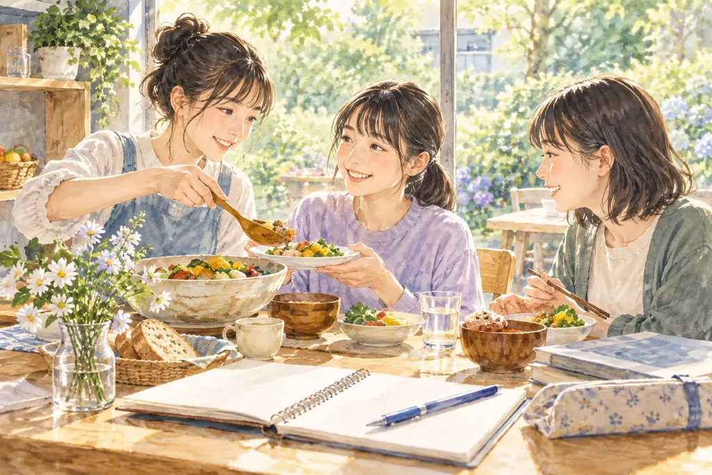 川村中学校の学びをイメージしたイラスト（AI生成）（AI生成のイメージイラスト）