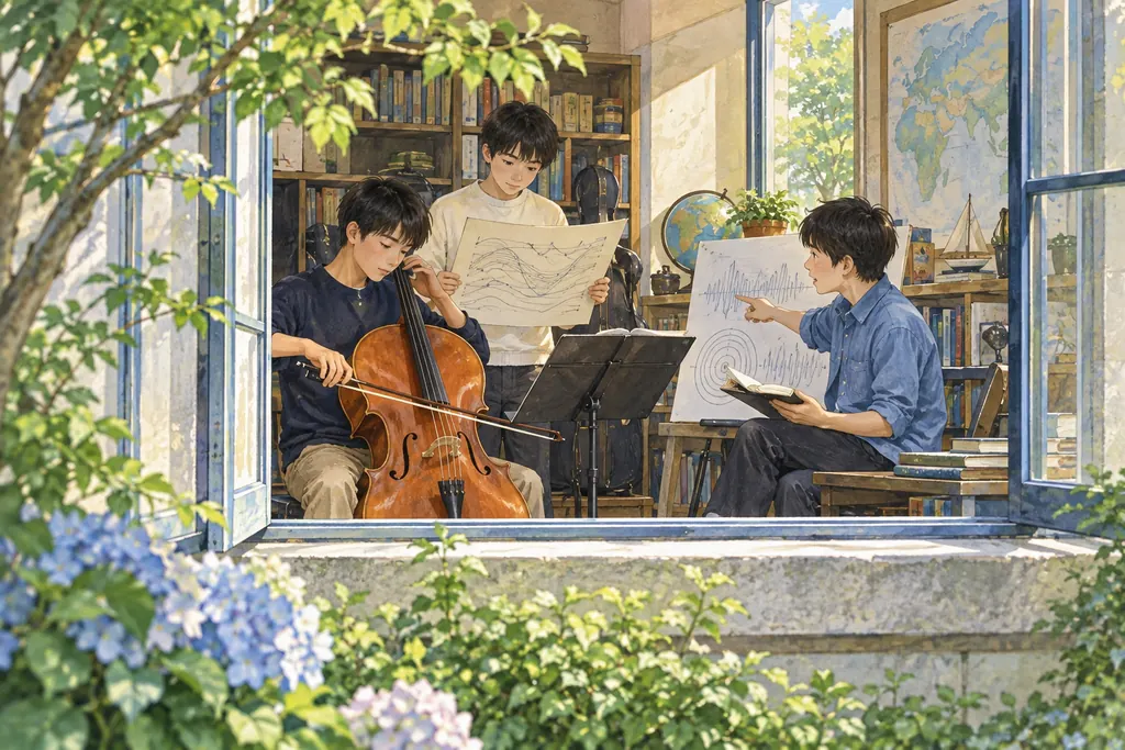 学習院中等科の学びをイメージしたイラスト（AI生成）（AI生成のイメージイラスト）