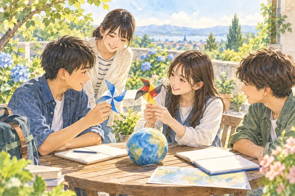 駿台学園中学校の学びをイメージしたイラスト（AI生成）（AI生成のイメージイラスト）