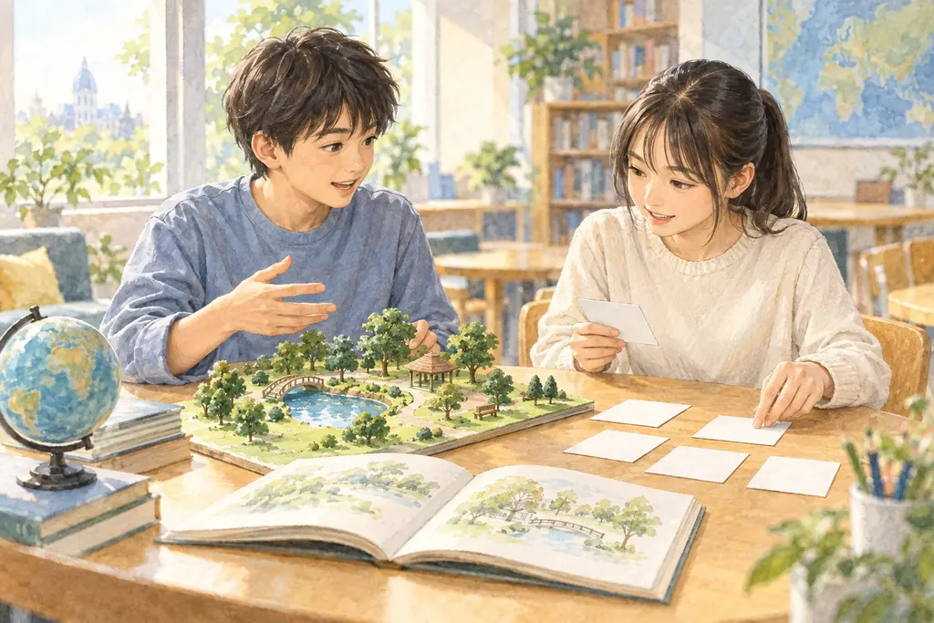 武蔵野中学校の学びをイメージしたイラスト（AI生成）（AI生成のイメージイラスト）