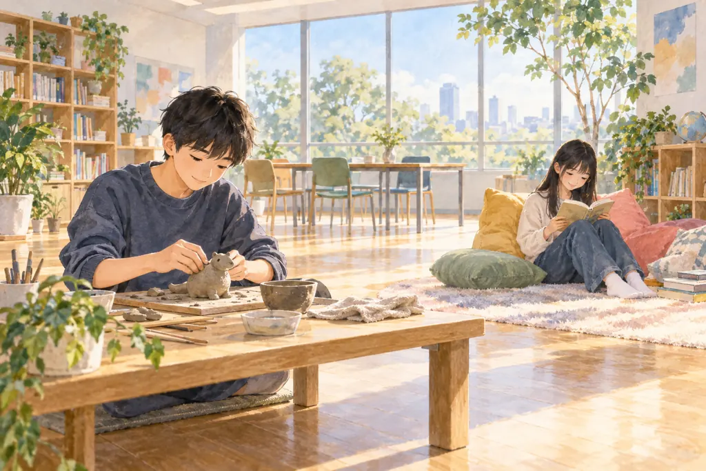 東京みらい中学校の学びをイメージしたイラスト（AI生成）（AI生成のイメージイラスト）
