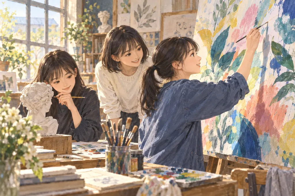 吉祥女子中学校の学びをイメージしたイラスト（AI生成）（AI生成のイメージイラスト）