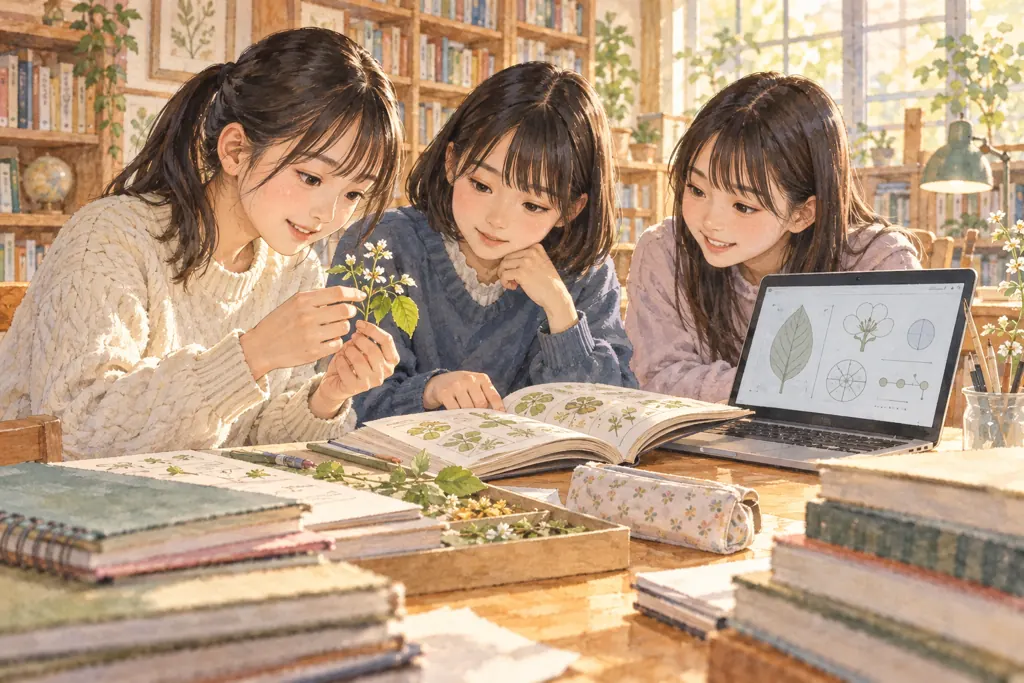 白梅学園清修中学校の学びをイメージしたイラスト（AI生成）（AI生成のイメージイラスト）