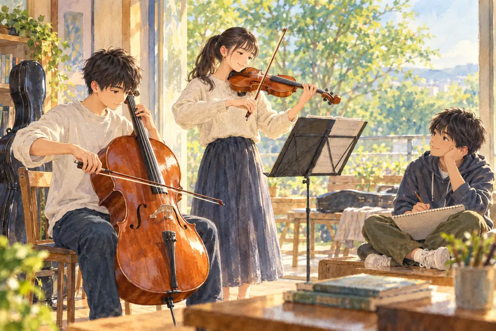 明法中学校の学びをイメージしたイラスト（AI生成）（AI生成のイメージイラスト）