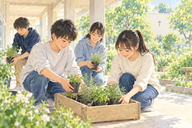 東星学園中学校の学びをイメージしたイラスト（AI生成）（AI生成のイメージイラスト）