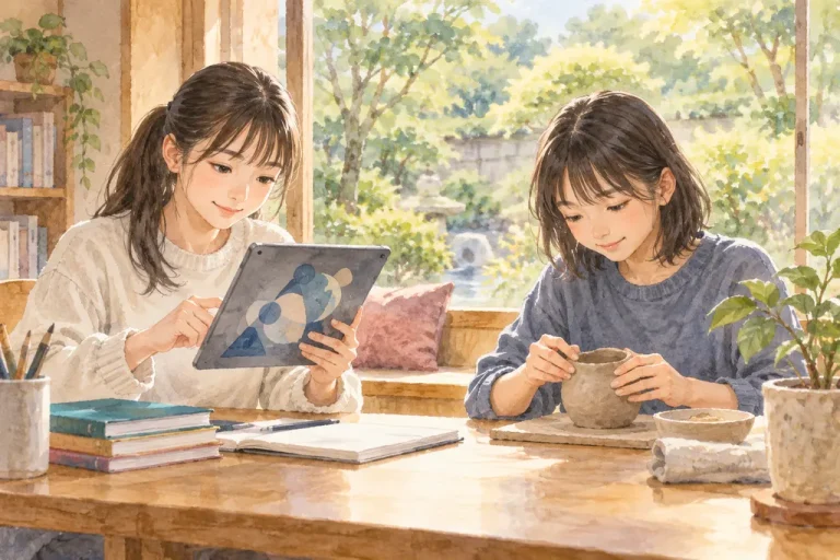 駒沢学園女子中学校の学びをイメージしたイラスト（AI生成）（AI生成のイメージイラスト）