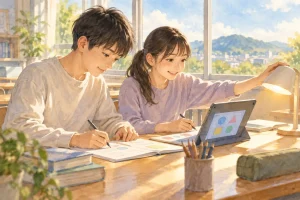東海大学菅生高等学校中等部の学びをイメージしたイラスト（AI生成）（AI生成のイメージイラスト）