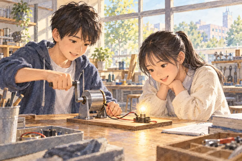 東京電機大学中学校の学びをイメージしたイラスト（AI生成）（AI生成のイメージイラスト）