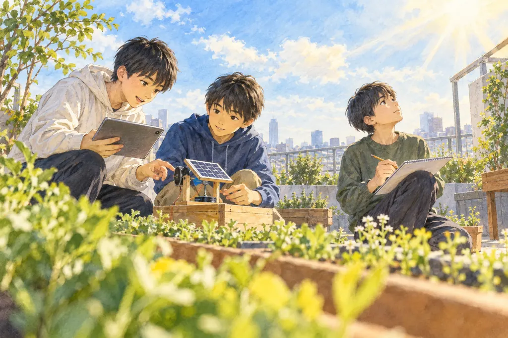 足立学園中学校の学びをイメージしたイラスト（AI生成）（AI生成のイメージイラスト）