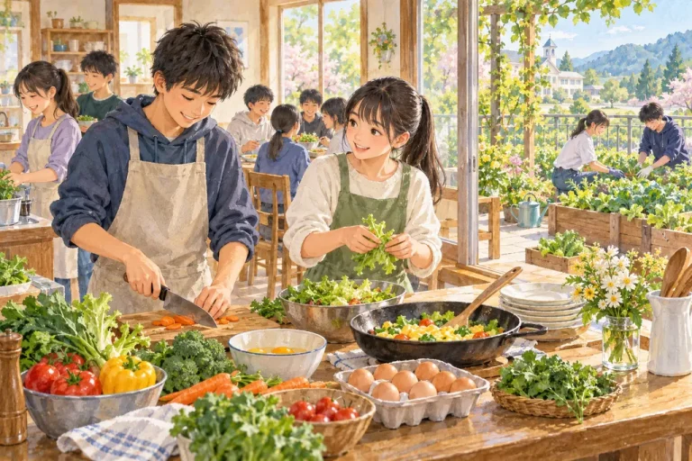 三育学院中等教育学校の学びをイメージしたイラスト（AI生成）（AI生成のイメージイラスト）