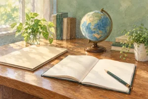 国際学院中学校の学びをイメージしたイラスト（AI生成）（AI生成のイメージイラスト）