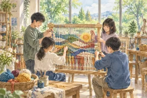自由の森学園中学校の学びをイメージしたイラスト（AI生成）（AI生成のイメージイラスト）