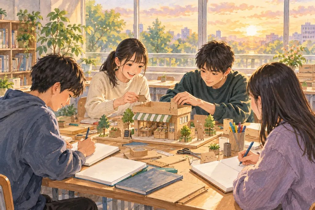 二松学舎大学附属柏中学校の学びをイメージしたイラスト（AI生成）（AI生成のイメージイラスト）