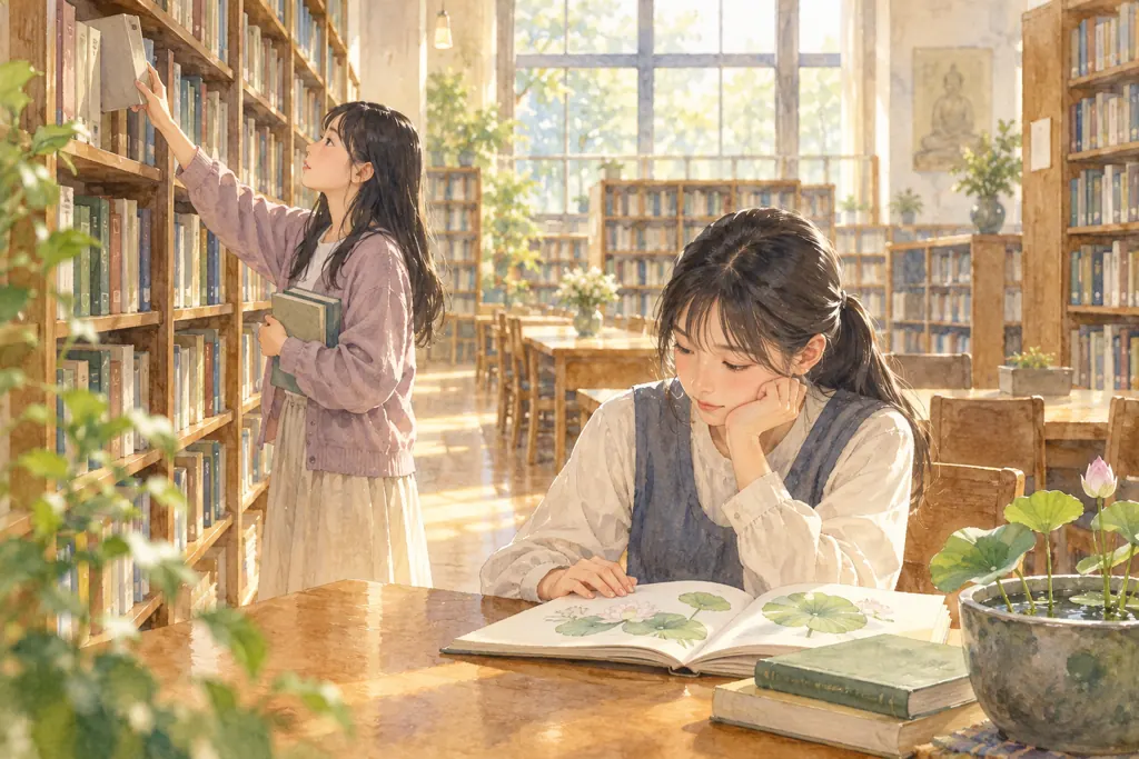 国府台女子学院中学部の学びをイメージしたイラスト（AI生成）（AI生成のイメージイラスト）