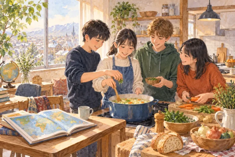 暁星国際中学校の学びをイメージしたイラスト（AI生成）（AI生成のイメージイラスト）