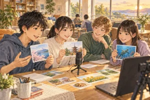 翔凜中学校の学びをイメージしたイラスト（AI生成）（AI生成のイメージイラスト）