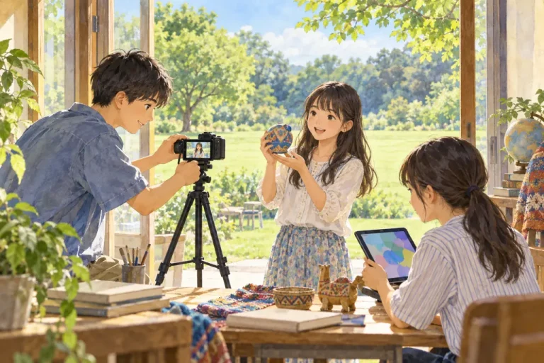 慶應義塾湘南藤沢中等部の学びをイメージしたイラスト（AI生成）（AI生成のイメージイラスト）