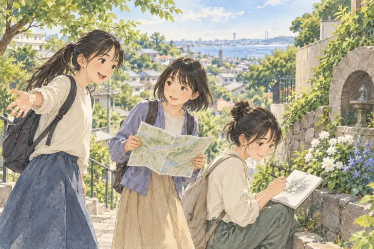 横浜雙葉中学校の学びをイメージしたイラスト（AI生成）（AI生成のイメージイラスト）