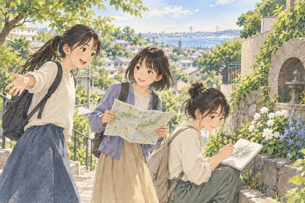 横浜雙葉中学校の学びをイメージしたイラスト（AI生成）（AI生成のイメージイラスト）