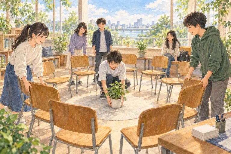 法政大学第二中学校の学びをイメージしたイラスト（AI生成）（AI生成のイメージイラスト）