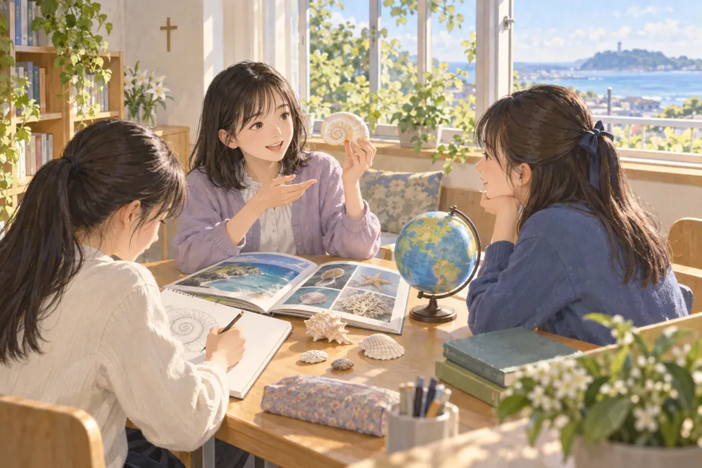 湘南白百合学園中学校の学びをイメージしたイラスト（AI生成）（AI生成のイメージイラスト）