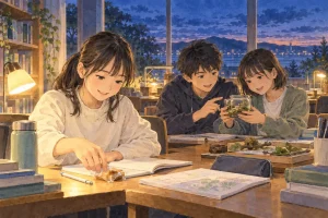 神奈川大学附属中学校の学びをイメージしたイラスト（AI生成）（AI生成のイメージイラスト）