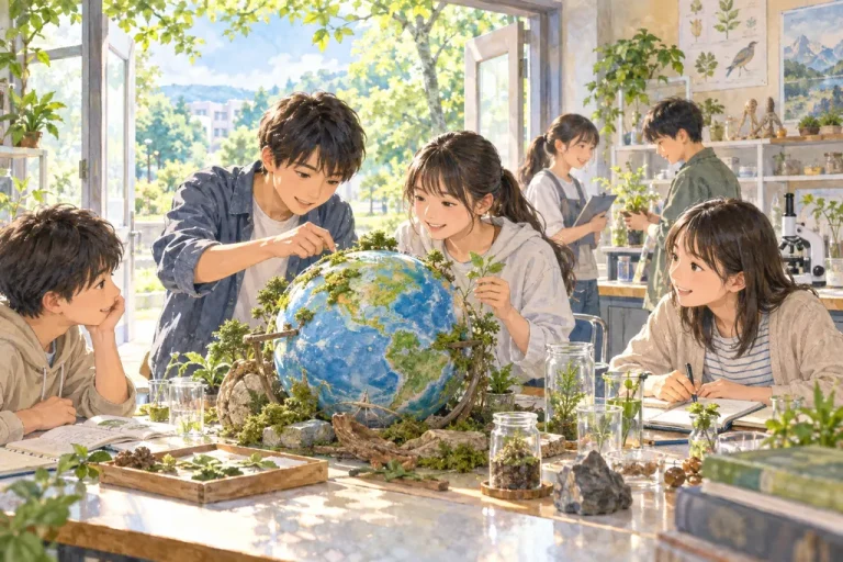 開智所沢中等教育学校の学びをイメージしたイラスト（AI生成）（AI生成のイメージイラスト）