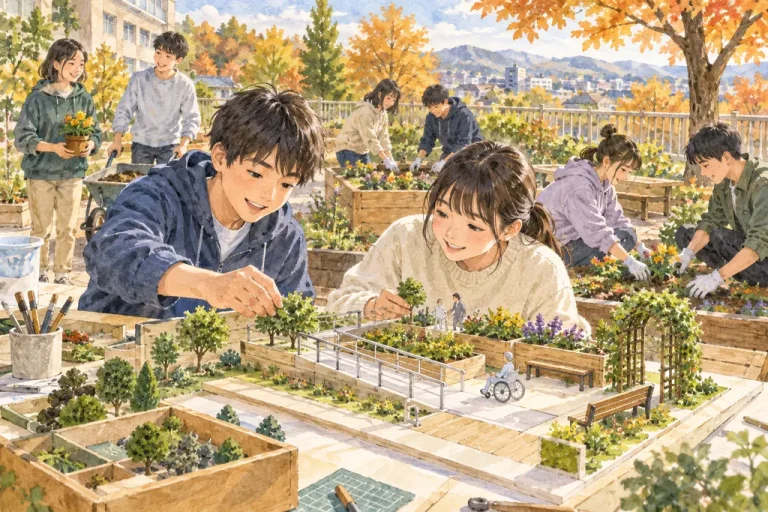 昌平中学校の学びをイメージしたイラスト（AI生成）（AI生成のイメージイラスト）