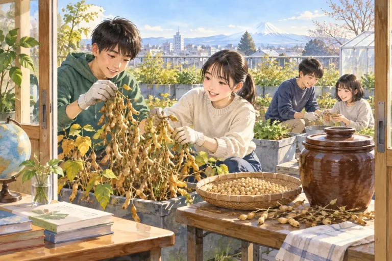 東京農業大学第三高等学校附属中学校の学びをイメージしたイラスト（AI生成）（AI生成のイメージイラスト）